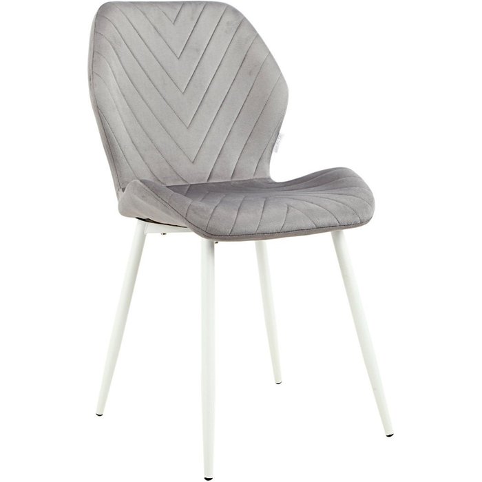 Silla de comedor abel gris oscuro tejido velour con patas de metal blanco