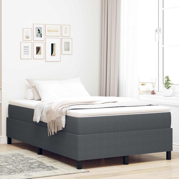 Cama de plataforma gris oscuro 120 x 200 cm tela de pana vidaxl