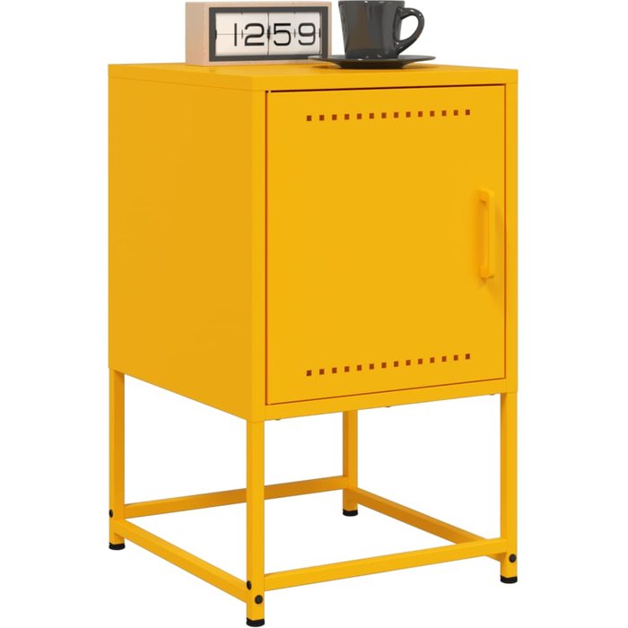 Mesitas de noche 2 piezas amarillo mostaza 36x39x60,5 cm acero