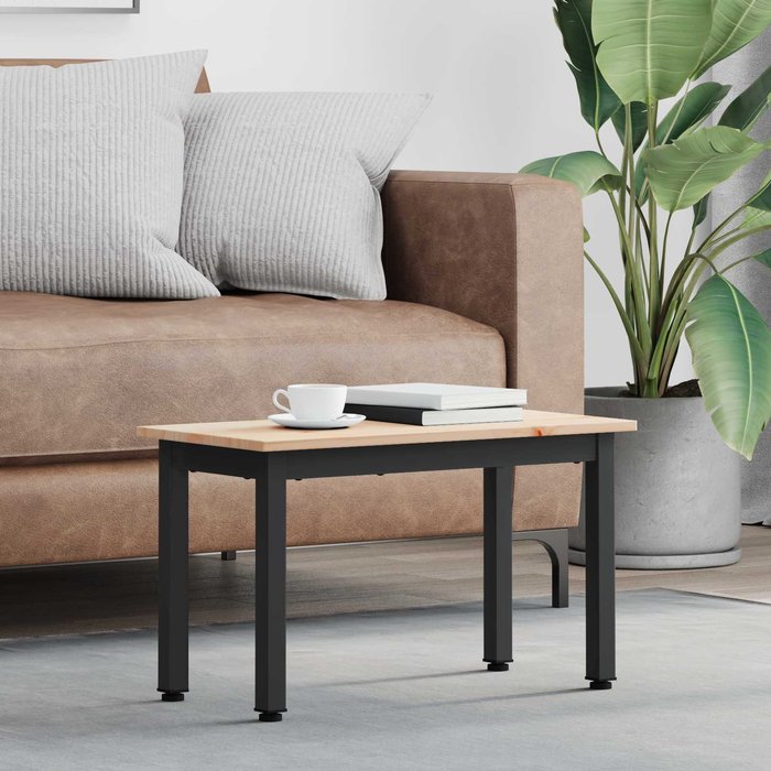 Mesa de centro natural, 60 x 30 x 36 cm, madera maciza de pino.