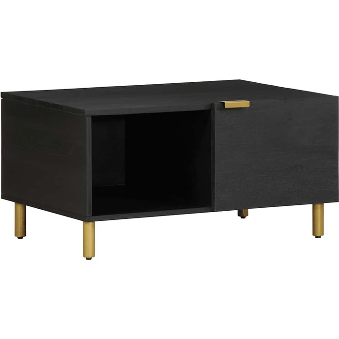 Mesa de centro negra, 80x50x40 cm, madera de ingeniería.