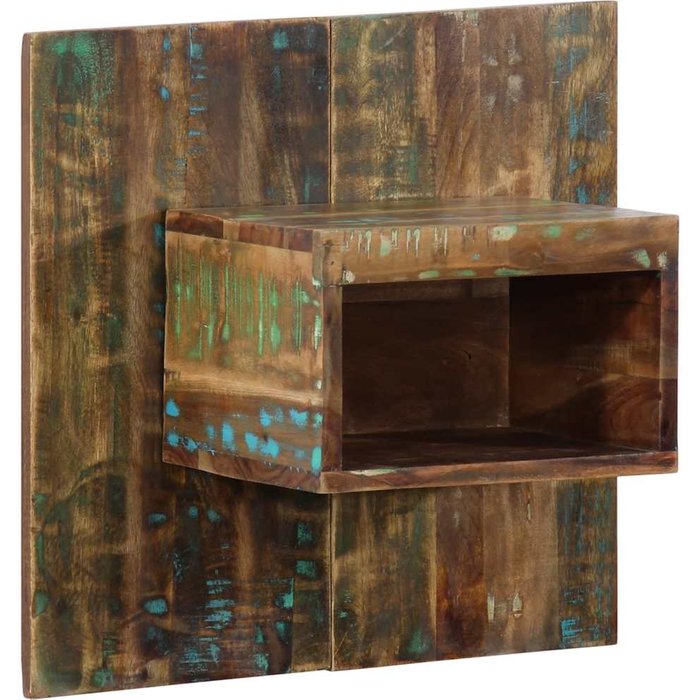 Mesita de noche multicolor de 50x27x50 cm, de madera reciclada.