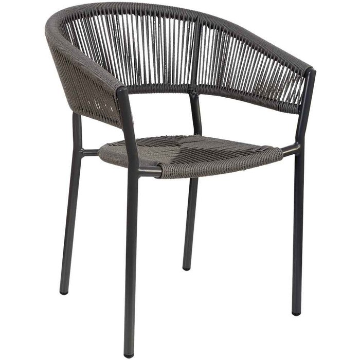 Silla de ratan sintético gris 56x61x78