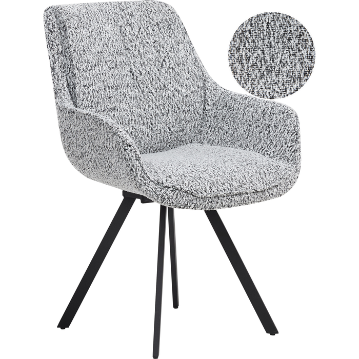 Beliani silla de comedor giratoria marcellus bouclé negro/blanco