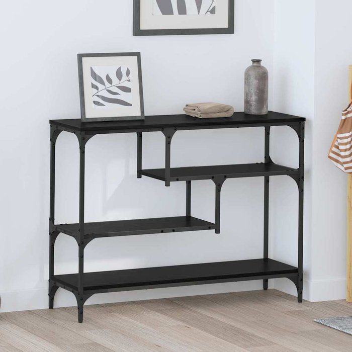 Mesa consola, roble negro, 100 x 30 x 75 cm, madera de ingeniería.