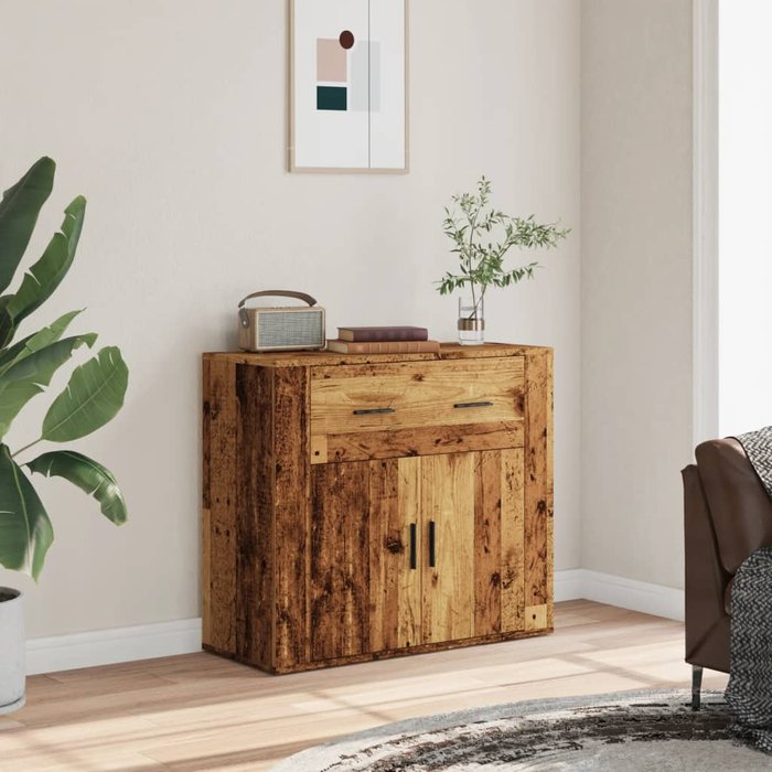 Aparador madera de ingeniería madera envejecida 80x33x70 cm vidaxl