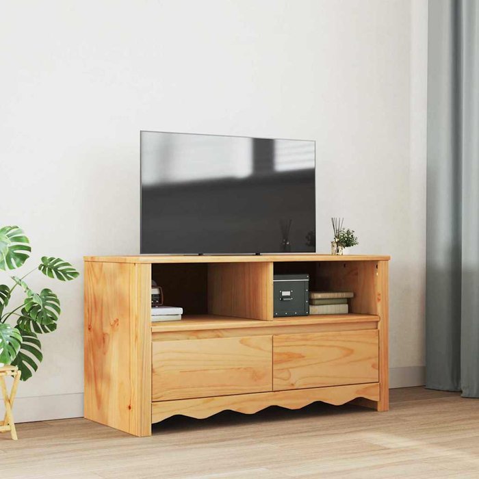 Mueble de tv drammen, roble, 99 x 43 x 55 cm, madera maciza de pino