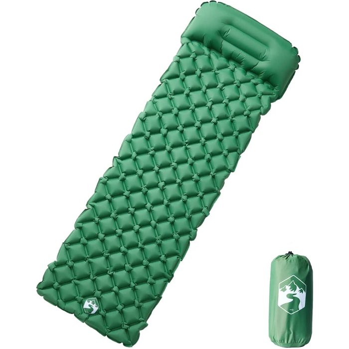 Maison exclusive - colchón de camping inflable con almohada 1 persona verde