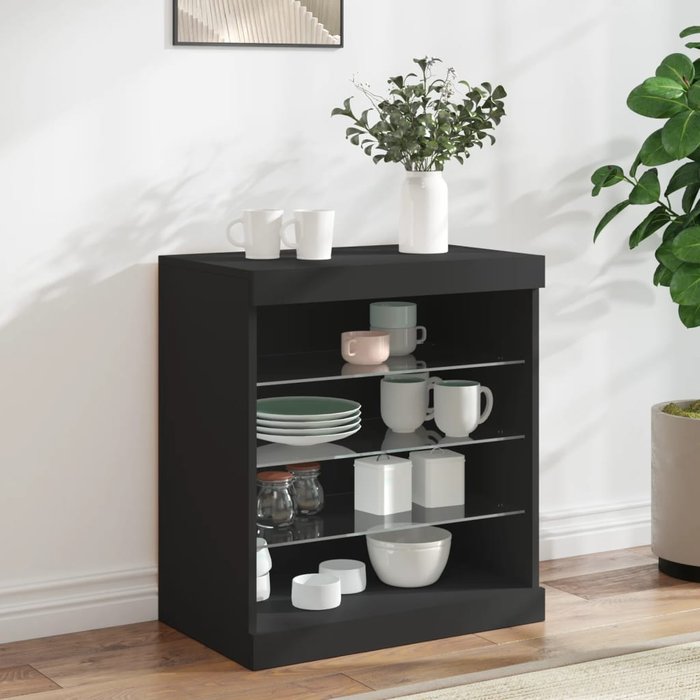 Aparador con luces led negro 60,5x37x67 cm