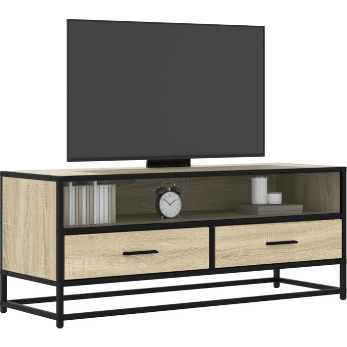Mueble tv metal y madera ingeniería roble sonoma 100x34,5x40 cm