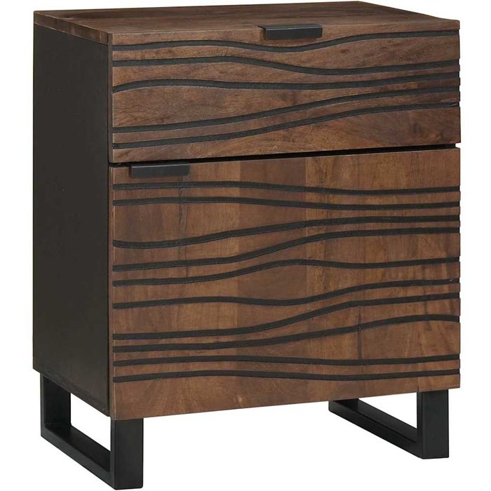 Mesilla de noche de nogal, 50 x 33 x 60 cm, madera maciza de acacia