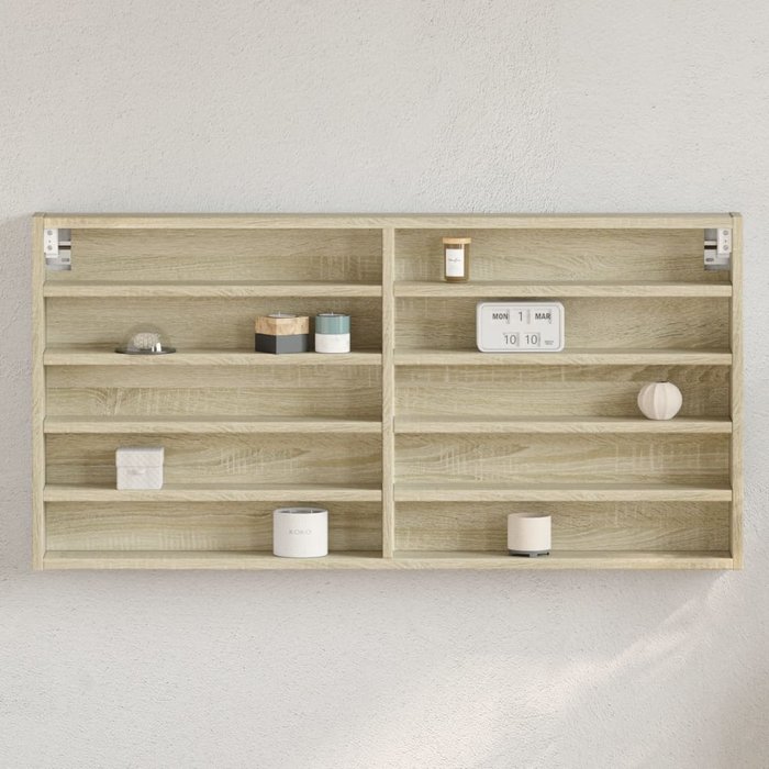 Vitrina roble sonoma 100x8,5x50 cm madera contrachapada