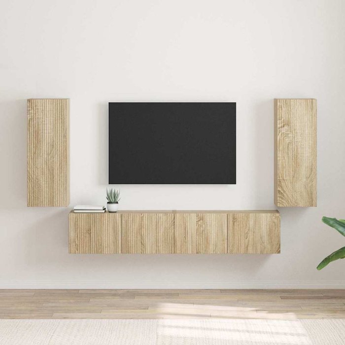 Mueble de tv de pared sonoma de 2 piezas, 30 x 31 x 80 cm, madera de ingeniería