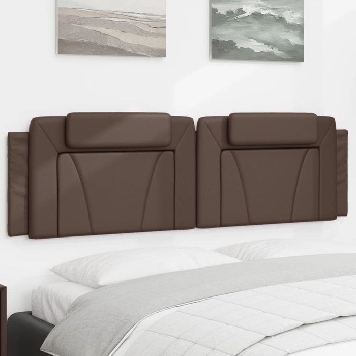 Cabecero de cama acolchado viana cuero sintético marrón 180 cm