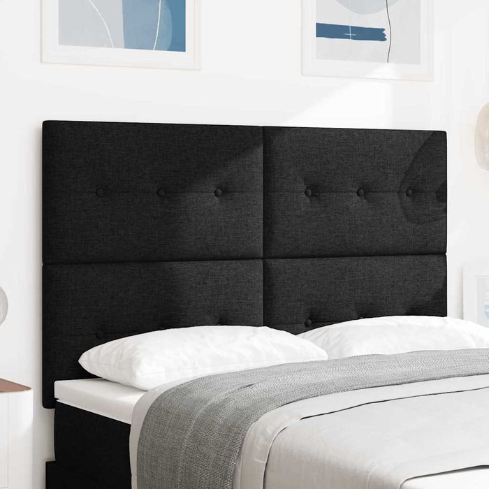 Cabecero ajustable en altura con cabecera negro 160 cm tela vidaxl