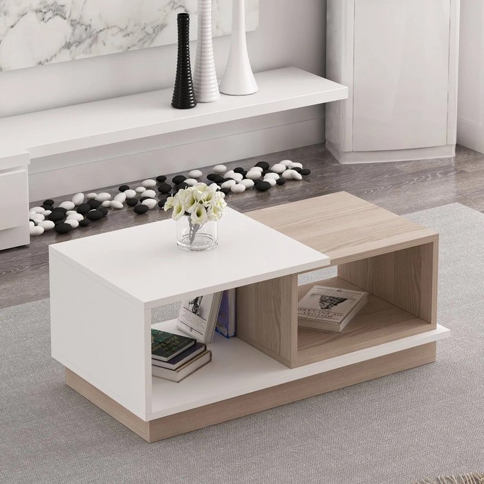 Mesa de centro viyana blanco roble