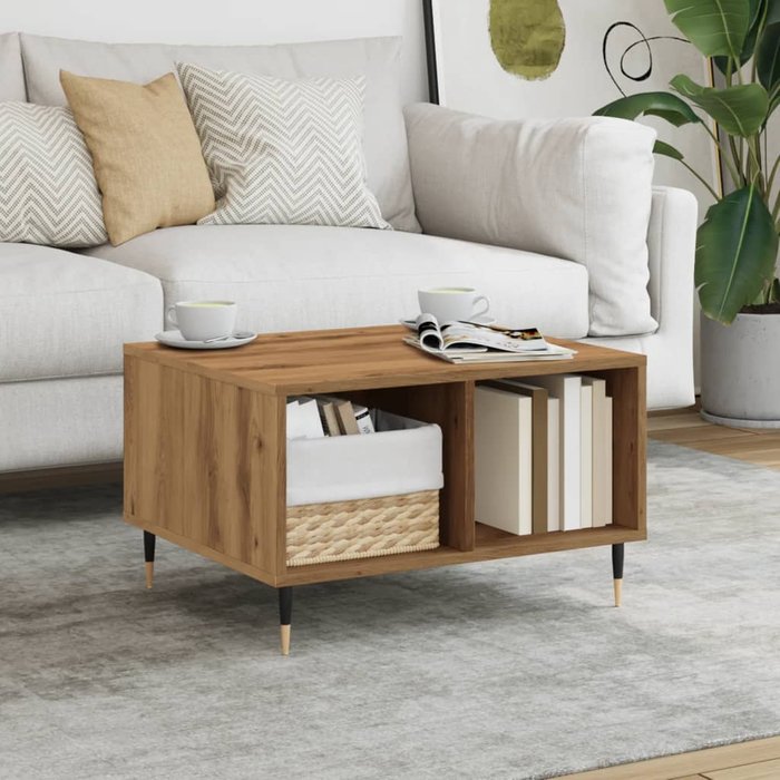 Mesa de centro artesanal de roble 60x50x36,5 cm de madera de contrachapada