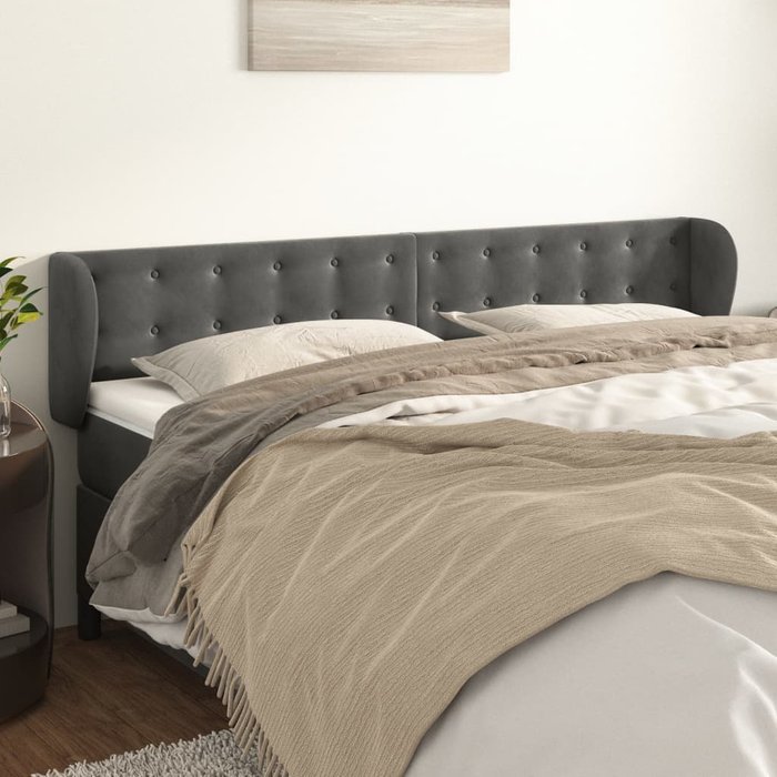 Cabecero de terciopelo gris oscuro 203x23x78/88 cm - comfortxl
