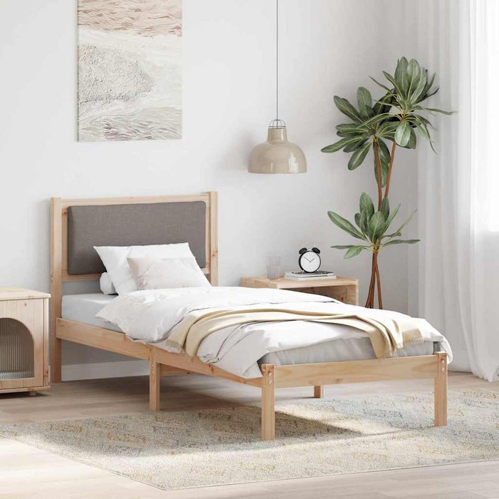 Estructura de cama taupé 80 x 190 cm madera de pino macizo