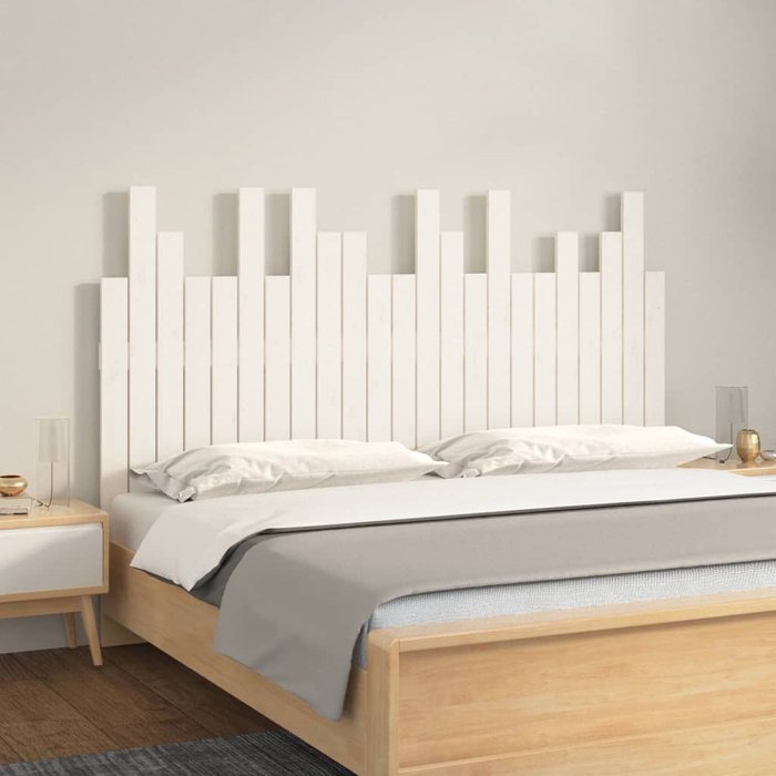 Vidaxl cabecero de cama pared madera maciza pino blanco 146,5x3x80 cm