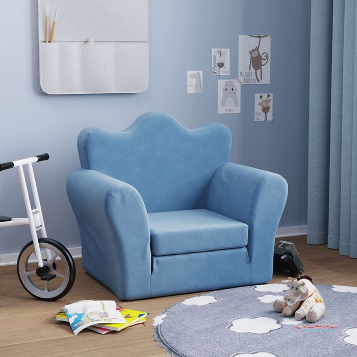 Maison exclusive - sofá cama infantil felpa suave azul