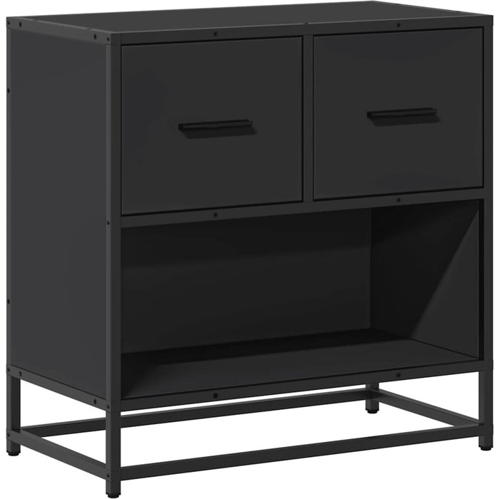 Mesilla de noche negra 60x31x60 cm madera procesada y metal - comfortxl