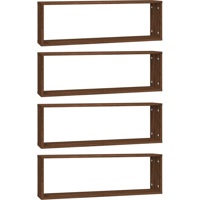 Estantería de pared cubo 4 piezas madera roble marrón 80x15x26,5cm - comfortxl