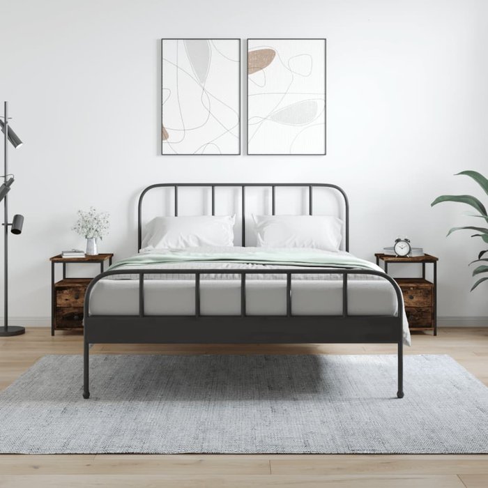 Mesita noche 2 uds madera ingeniería roble ahumado 34x35,5x50cm vidaxl