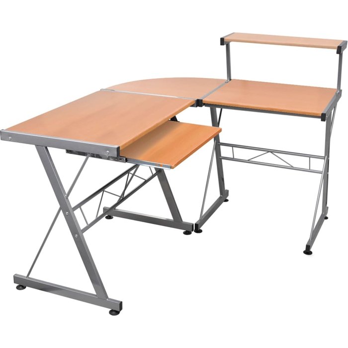 Escritorio de esquina para ordenador marrón 132x112x99cm madera contrachapada