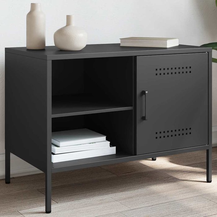 Mueble de tv acero negro 68x39x50,5 cm