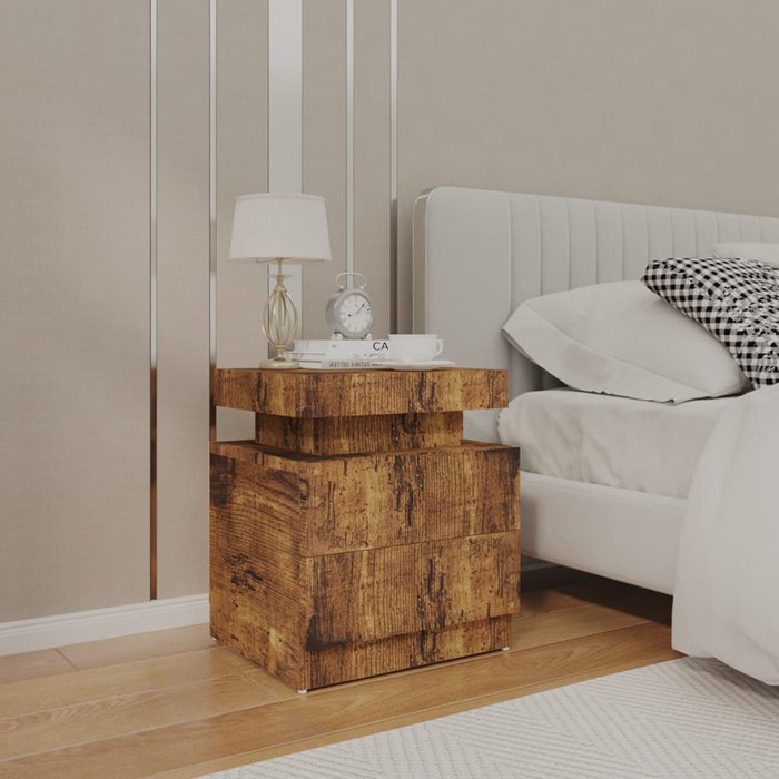 Vidaxl mesita de noche madera de ingeniería roble ahumado 45x35x52 cm