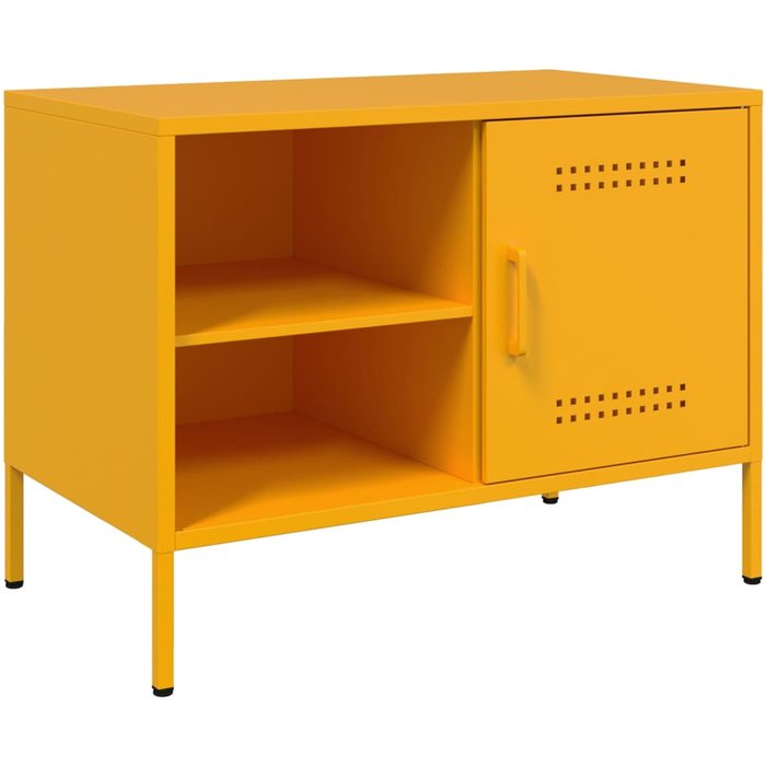 Mueble tv | mueble de salón de acero amarillo mostaza 68x39x50,5 cm cfw24736