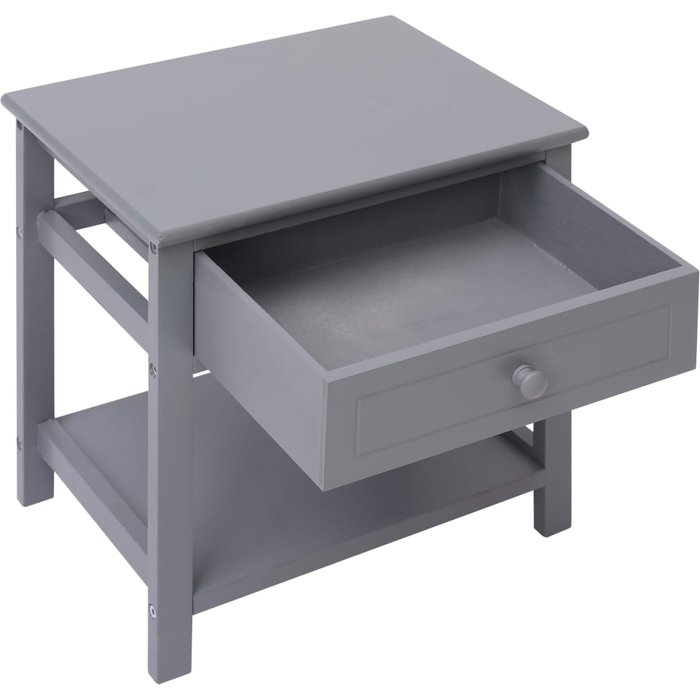 Mesita de noche madera de paulownia gris 40x29x42 cm - comfortxl