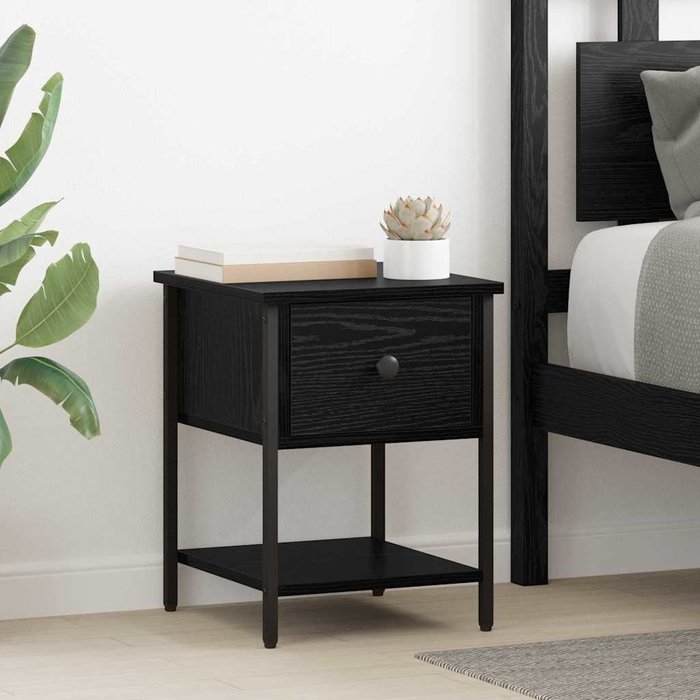 Maison exclusive - mesita de noche con cajón 2 pcs roble negro 34 x 35,5 x 45 cm