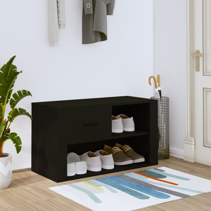 Vidaxl mueble zapatero madera contrachapada negro 80x35x45 cm