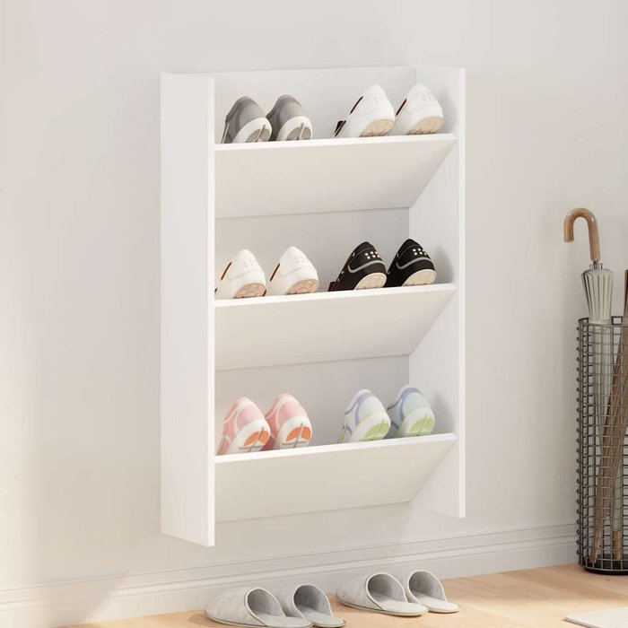 Zapatero de pared, blanco, 60x18x90 cm, aglomerado.