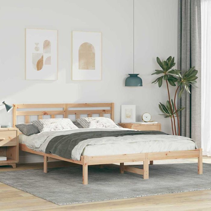 Estructura de cama marrón 160 x 200 cm madera de pino macizo vidaxl