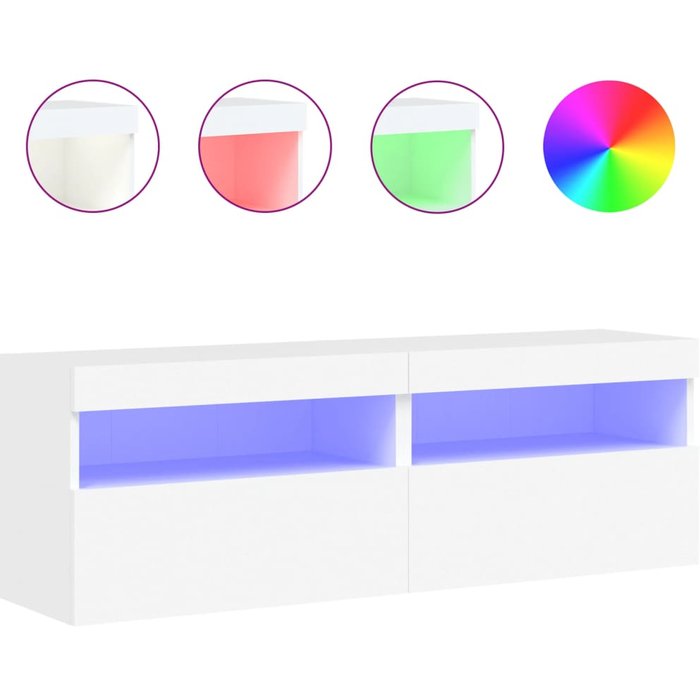 Muebles de tv de pared con iluminación led 2 uds blanco 60x30x40 cm
