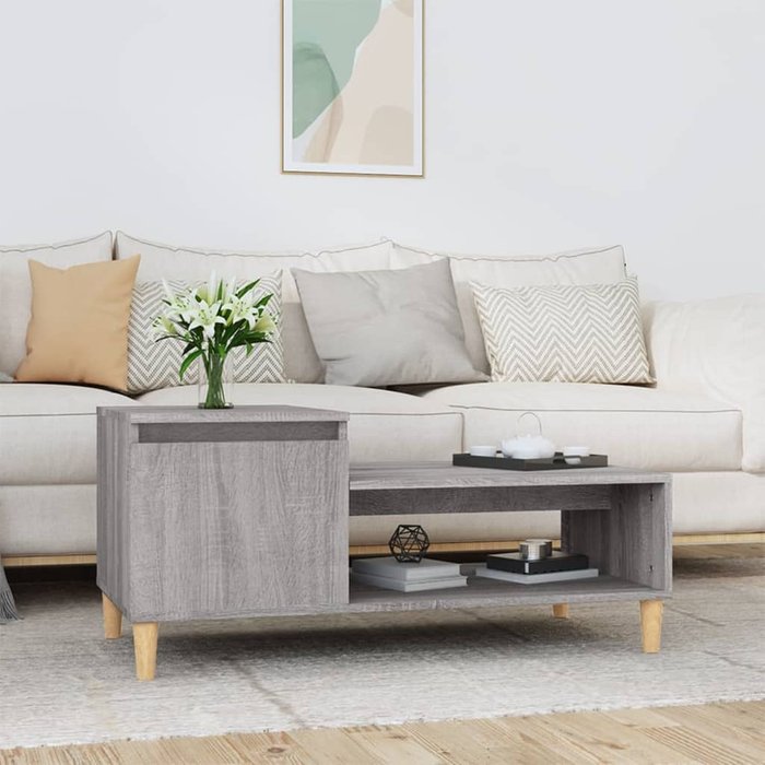 Mesa de centro sonoma gris 100x50x45 cm madera contrachapada