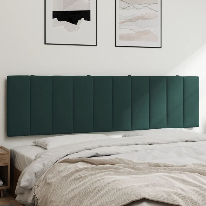 Cabecero de cama acolchado hanko terciopelo verde oscuro 180 cm
