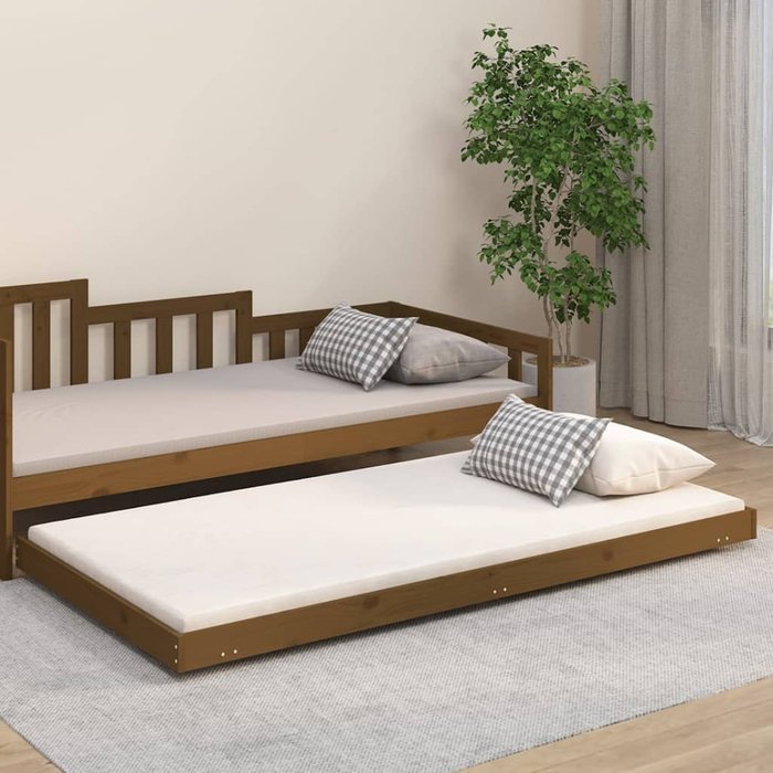 Estructura de cama marrón miel 80x200 cm madera maciza de pino