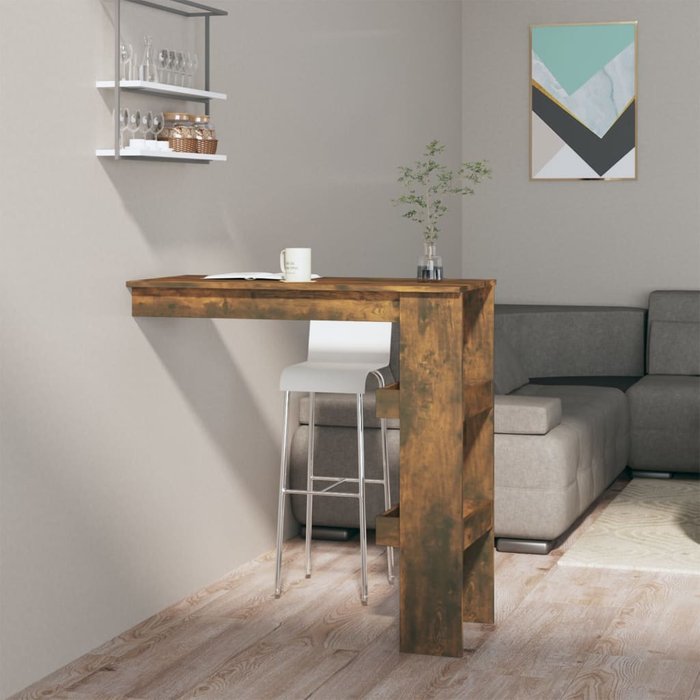 Mesa alta de pared roble ahumado 102x45x103,5cm madera contrachapada
