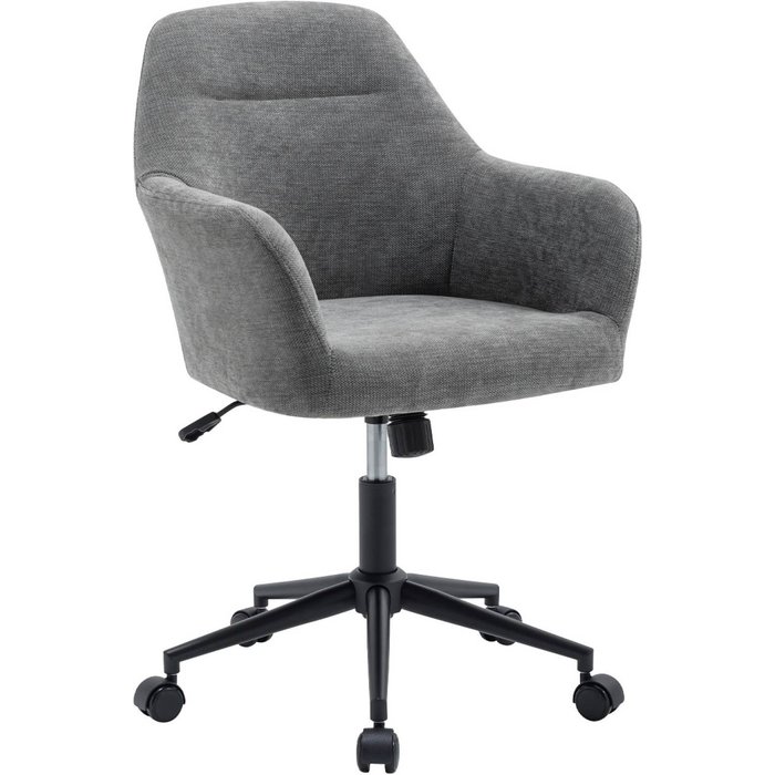 Silla de oficina con ruedas ajustable metal y tela gris - 57x57x94.5 cm
