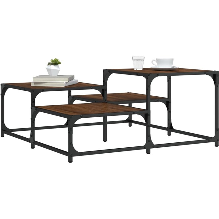 Mesa de centro roble marrón 87,5x87,5x40 cm madera contrachapada