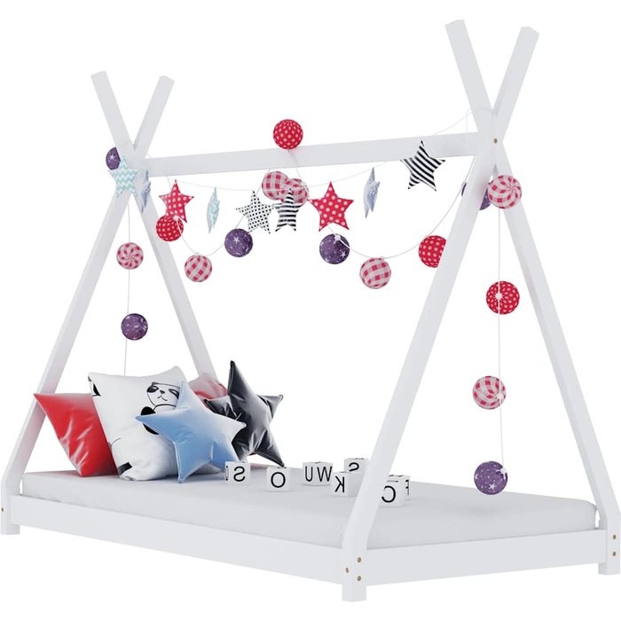 Estructura de cama infantil blanco madera maciza de pino 80x160 cm