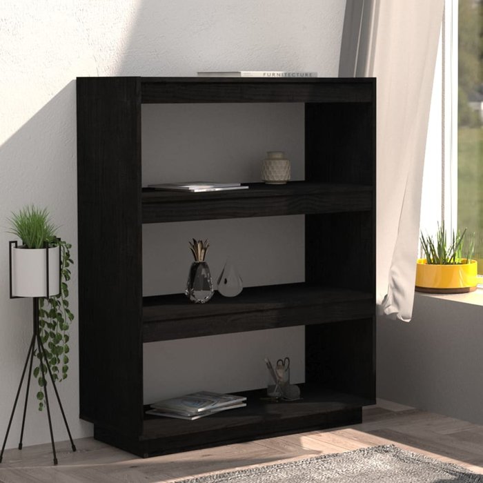 Estantería/divisor de espacios madera pino negro 80x35x103 cm – comfortxl