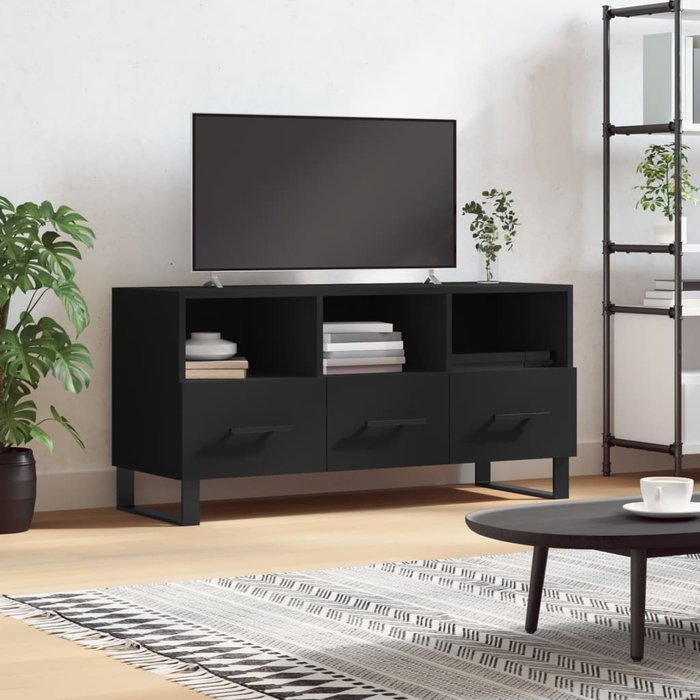 Mueble de tv madera de ingeniería negro 102x36x50 cm - comfortxl