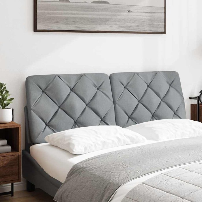 Cabecero de cama acolchado tela gris claro 140 cm - comfortxl