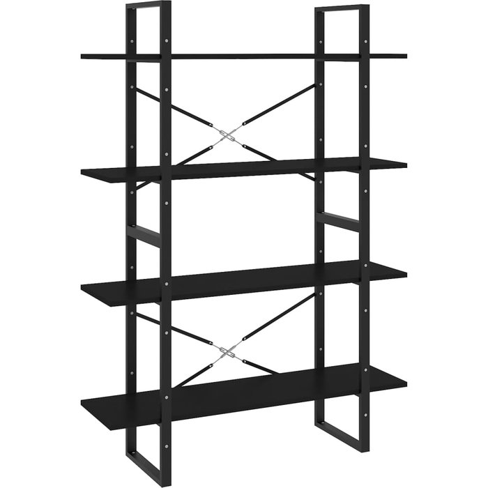 Estantería de 4 niveles madera contrachapada negro 100x30x140cm – comfortxl