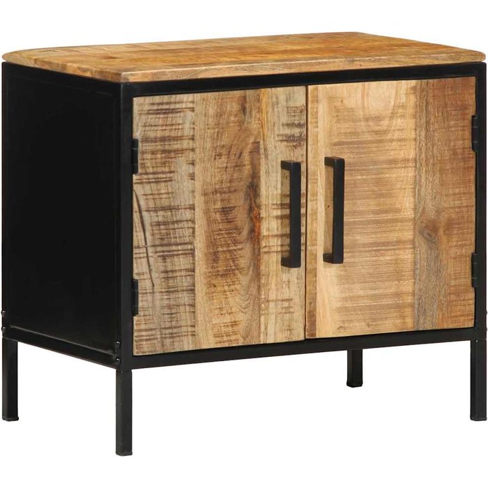 Mesita de noche marrón y negra, 50 x 30 x 45 cm